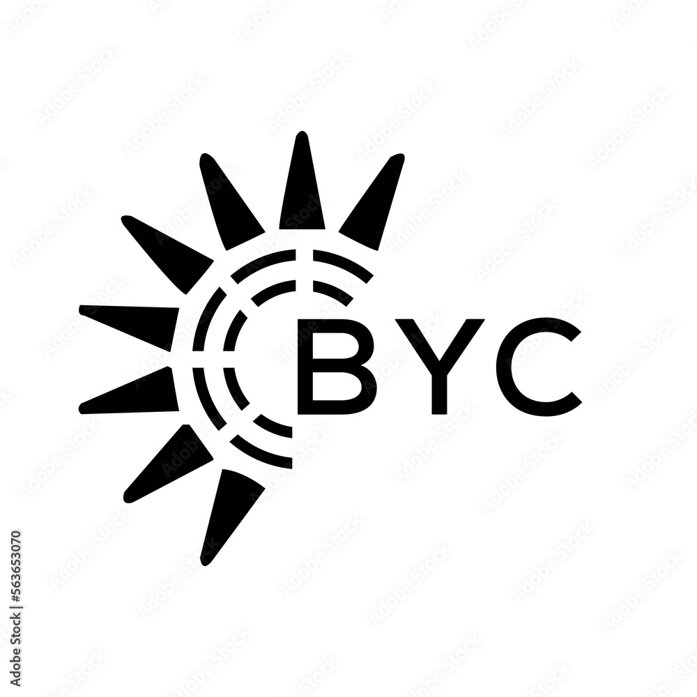 BYC letter logo. BYC image on white background and black letter. BYC