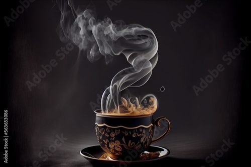 Cup of coffee with smoke