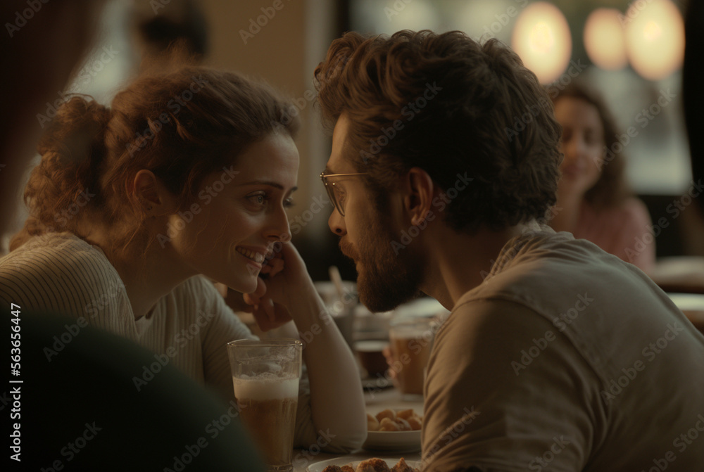 A couple lover at nice restuarant on Valentines day,generative ai.