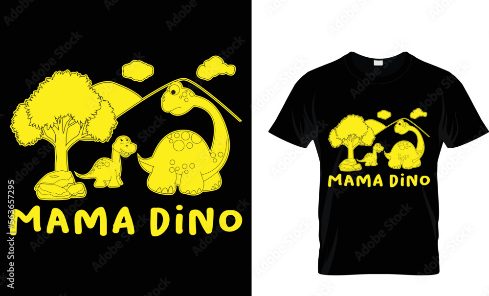 Mama dinosaur t-shirt design.Colorful and fashionable t-shirt design for man and women.