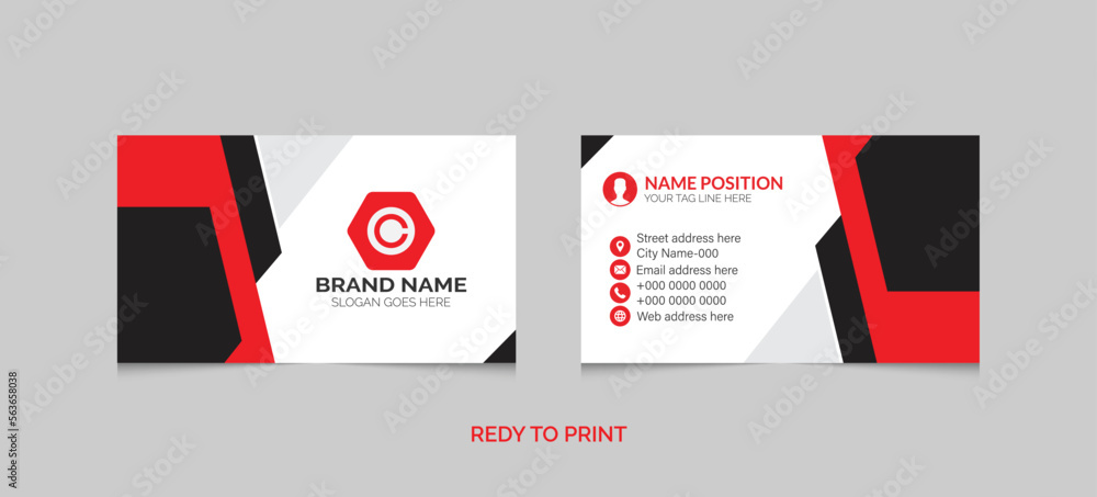 Vector professional elegant red and white modern business card design template Vector professional elegant red and white modern business card design template