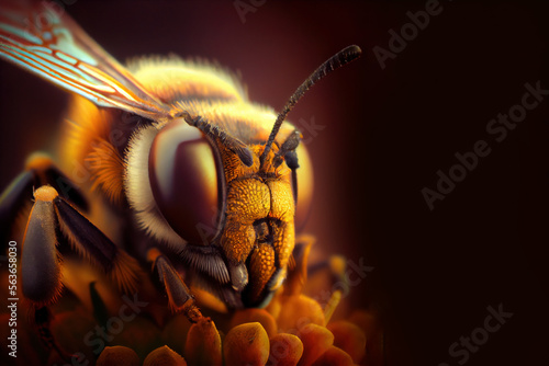 portrait of honeybee macro. Generative Ai © Alexandra