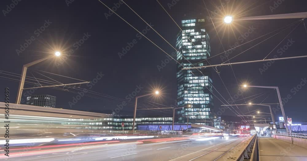 Prime Tower in Zurich, Switzerland, Hyperlapse, 4k