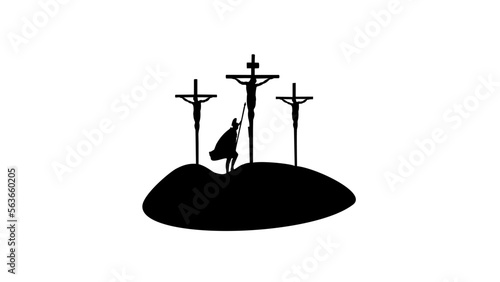 crucifix silhouette, Longinus Roman soldier who pierced Jesus with the spear