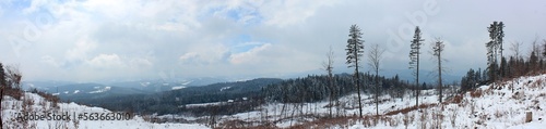 panorama of the mountains in the snow