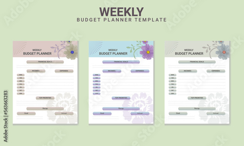 Weekly Budget Planner page Vector Template