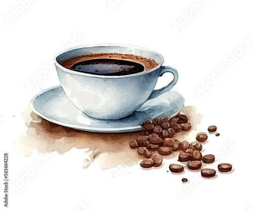 Hand drawn illustration watercolor coffee cup vector