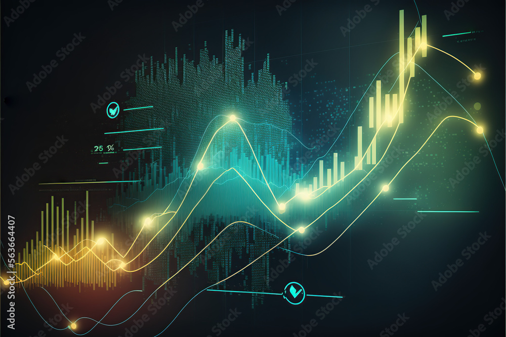 Graph finance chart diagram on economy background with growth financial ...