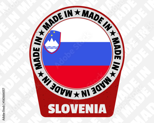 Made in Slovenia vector badge, simple isolated icon with country flag, origin marking stamp sign design,