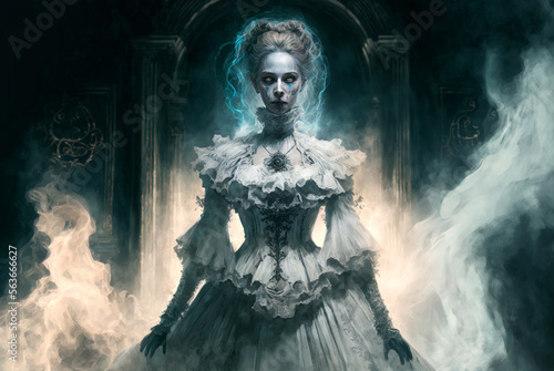 Obraz na płótnie Female ghost or zombie AI generative 