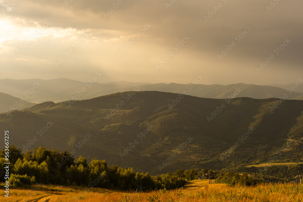 Fototapeta premium Mountain path on hill in summer landscape