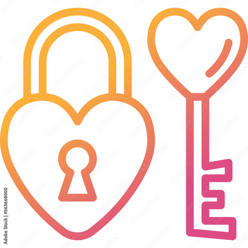 lock and key gradient line icon lock and key gradient line icon