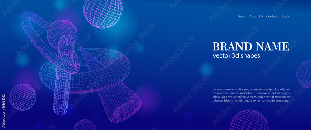Science technology abstract blue background with grid 3d geometric ...