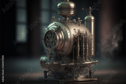 Fantasy generic antique brass steam mechanism. Created with Generative AI technology.