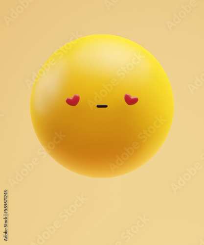 Love disappointment emoticon with a funny kawaii face with heart eyes
