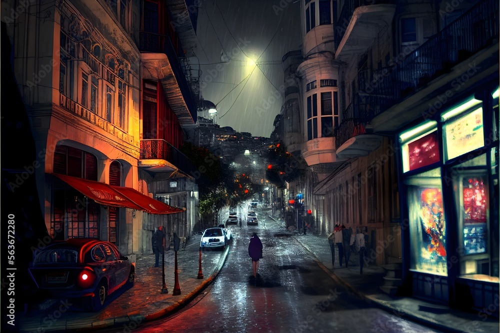 Fantasiereiche Illustration einer Straße in Istanbul 