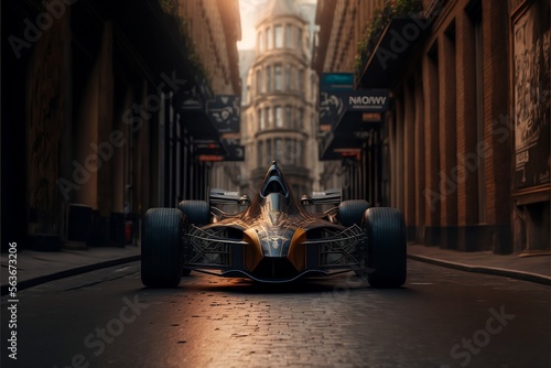 racing formula at ride in street ,sportscar background ,Generative ai
