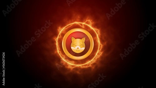 Shiba inu cryptocurrency with ring of fire green screen background photo