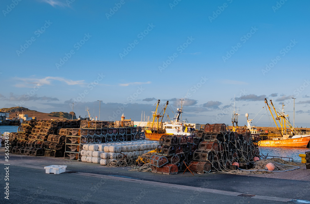 Nets for fishing at the port in Howth, Dublin, Ireland