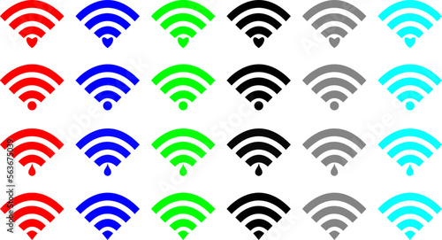 set of wifi icons with different colors and shapes