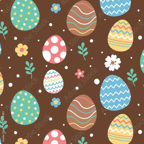 Colorful Easter Egg, Flower And Leaves, Pattern, Vector, Illustration