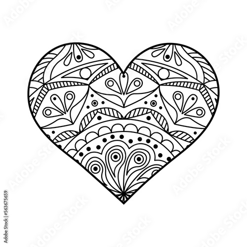 Wallpaper Mural Vector heart linear illustration with geometric pattern. Outline mandala ornaments on white. Valentine's Day coloring page Torontodigital.ca