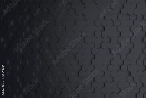 Abstract dark grey gray hexagonal hex background 3d illustration rendering © DK_2020