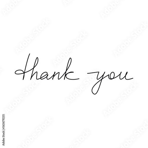 Handwritten lettering Thank You. Slogan, quote. Line continuous phrase vector drawing. Modern calligraphy, text design element for print, banner, poster, card.