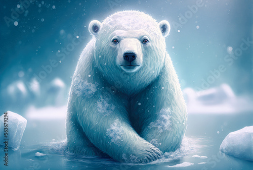 Polar Bear in the ice - illustration - Generative AI