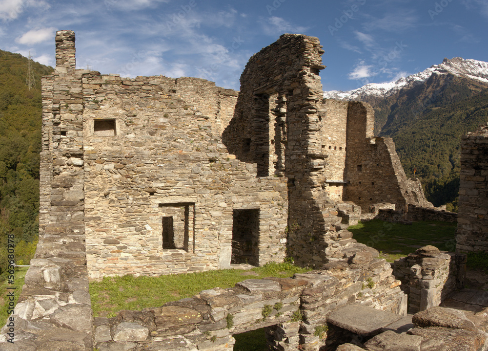 Mesocco Castle, ruin in the Swiss Canton of Graubünden, a heritage site of national significance