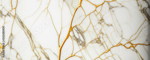 Luxury calacatta marble white with golden inserts, wallpaper, background , web banner photo