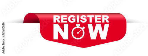 red vector illustration banner register now