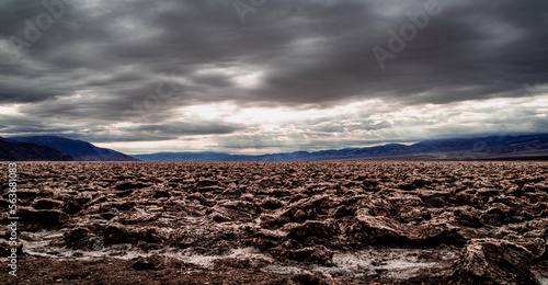 Devil's Golf Course, Death Valley National Park, California on a cloudy day © joel
