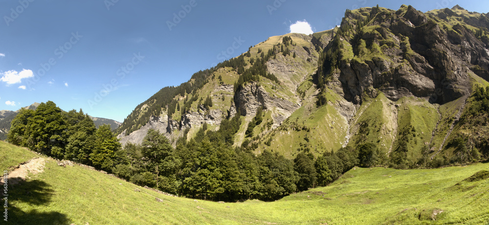 Walls of the Weisstannen valley in the Swiss Alps