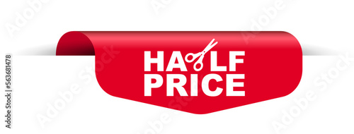 red vector illustration banner half price