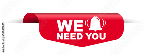 red vector illustration banner we need you