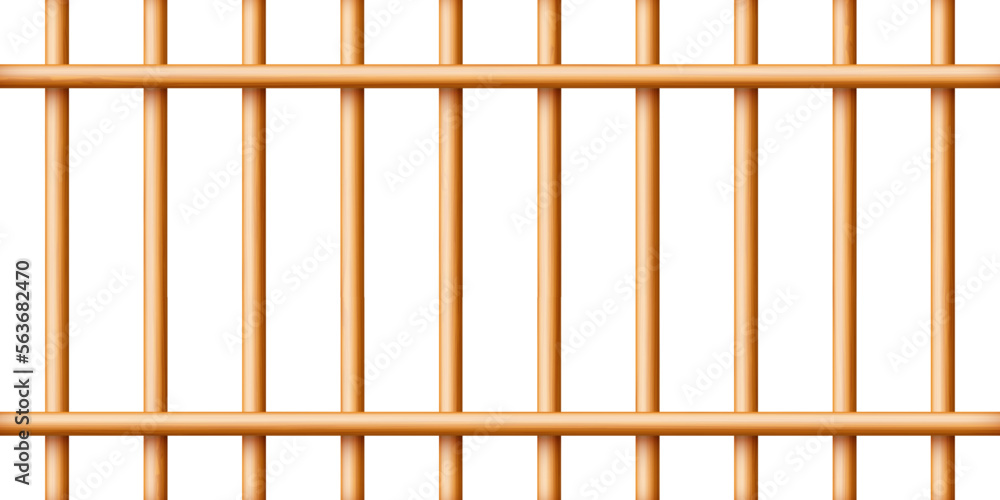Realistic wooden lattice, rural picket fence. Farm or village house boundary, garden enclosing planks. Detailed wooden jail cage. Criminal background mockup. Creative vector illustration Realistic wooden lattice, rural picket fence. Farm or village house boundary, garden enclosing planks. Detailed wooden jail cage. Criminal background mockup. Creative vector illustration