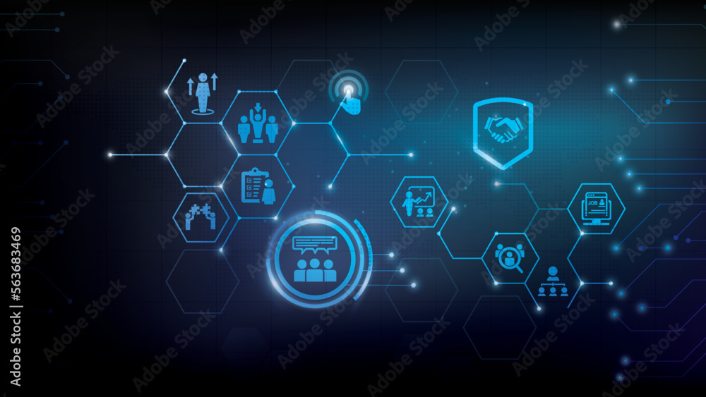 Human resources or HR and recruitment vector illustration. Concept with icons related to personnel, employment. Human resources or HR and recruitment vector illustration. Concept with icons related to personnel, employment.