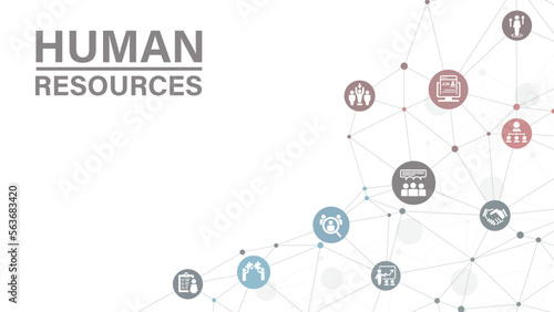 Human resources or HR and recruitment vector illustration. Concept with icons related to personnel, employment.