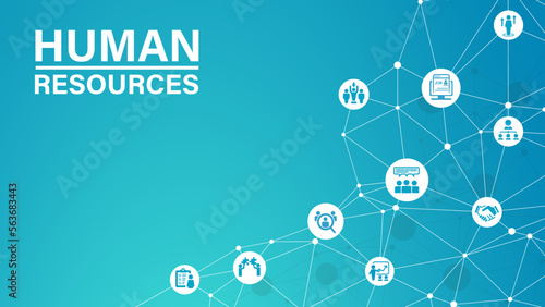 Human resources or HR and recruitment vector illustration. Concept with icons related to personnel, employment.