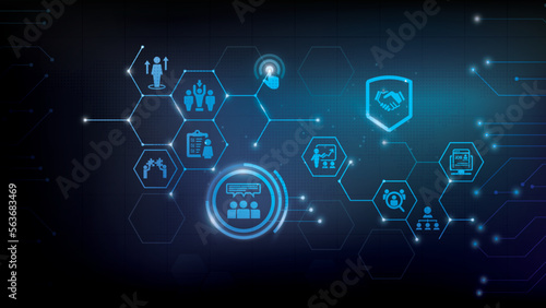 Human resources or HR and recruitment vector illustration. Concept with icons related to personnel, employment.