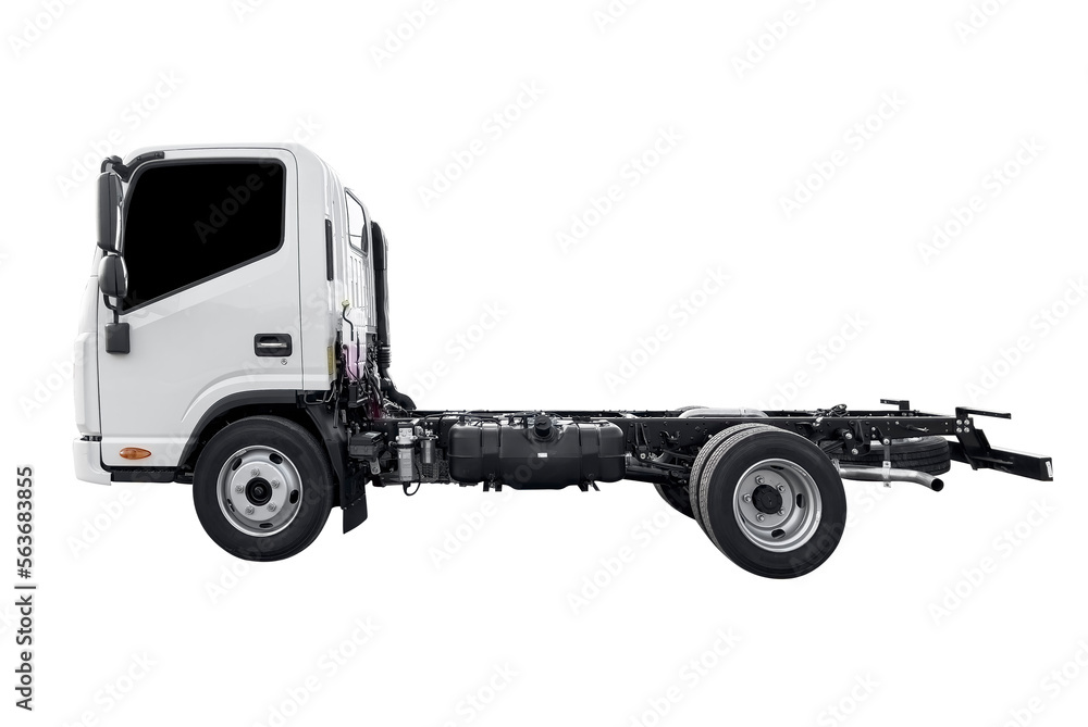 Plain white delivery truck isolated on white background.  Delivery business truck isolated.