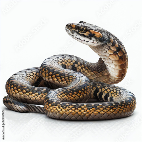 Chinese Cobra full body image with white background ultra realistic