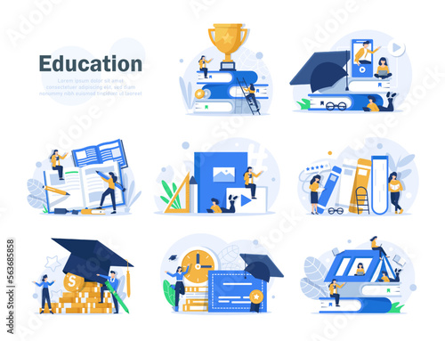 education concept,Learning,Books and reading,flat design icon vector illustration