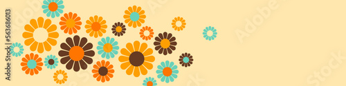 Abstract Vintage Retro Flower Pattern Banner