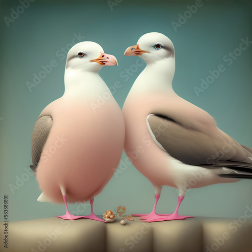 Generative AI: cute exotic fantasy dove very feathery in pastel colors on a light background