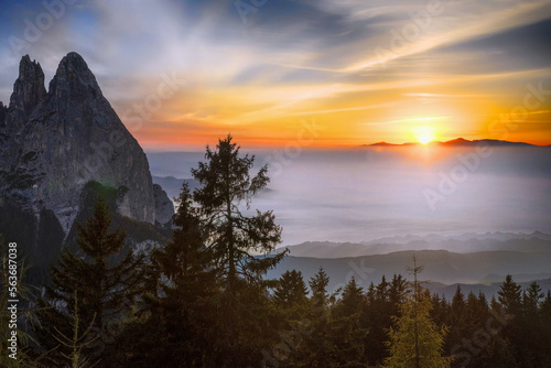 Abenrot am Schlern, Seiseralm Tirol