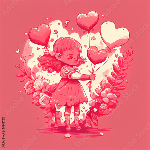 Hand Drawn Love Illustrated Concept Illustration AI Generative