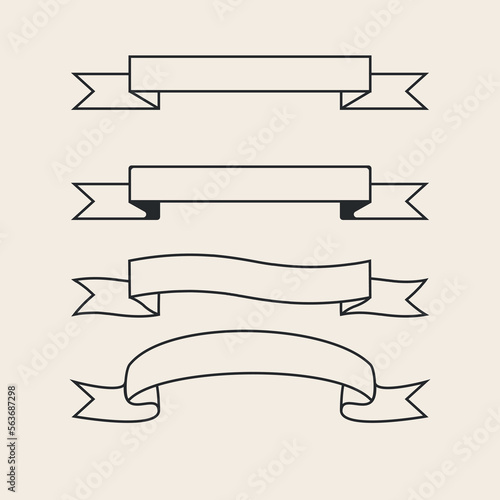 set ribbon vector line art logo design illustration.