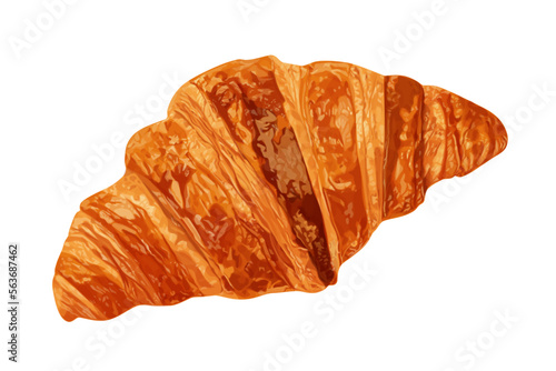 Top view of plain croissant on white background.Vector eps 10. perfect for wallpaper or design elements